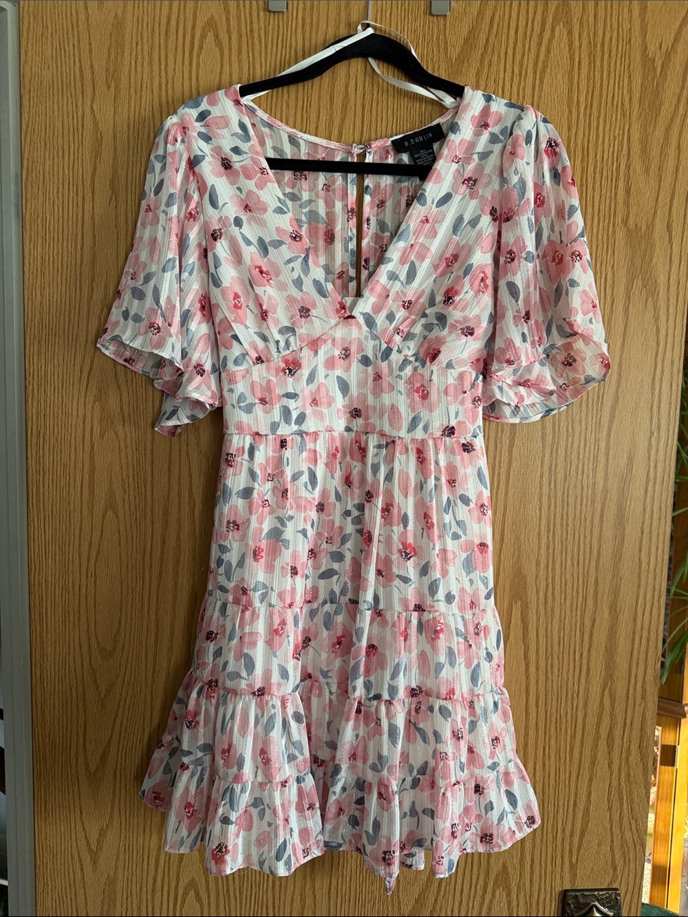 B Darlin Pink Floral V-Neck Ruffled Mini Dress